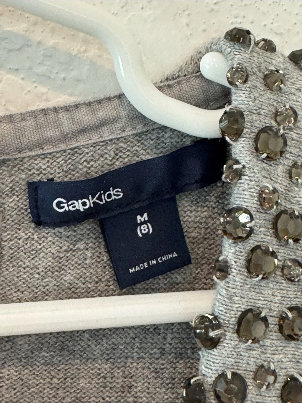 GAP Kids Light Gray Sweater with Beaded Collar